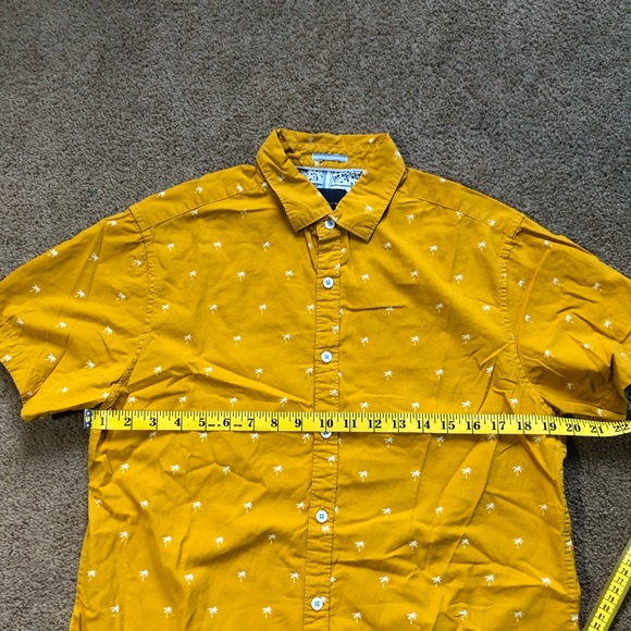 Denim & Flower men’s casual button down shirt medium short sleeve mustard yellow - Picture 8 of 10